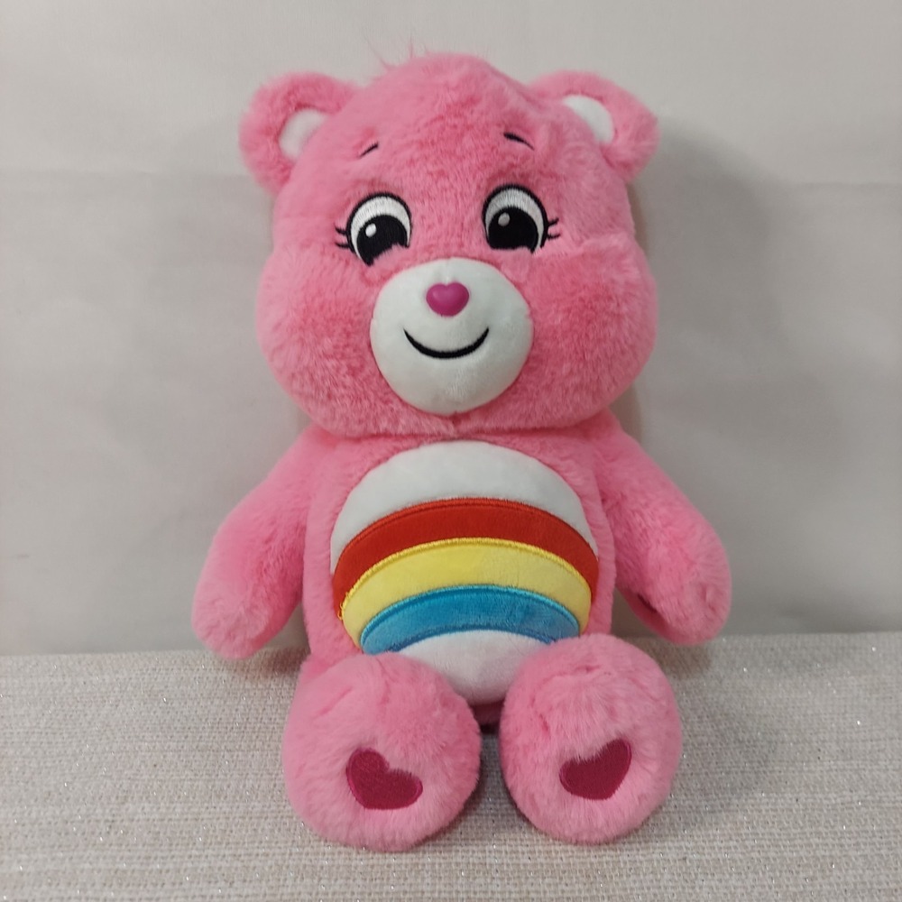 Care Bears Cheer‎ Bear Plush 2020 Pink With Rainbow Belly 14" Stuffed Animal Toy